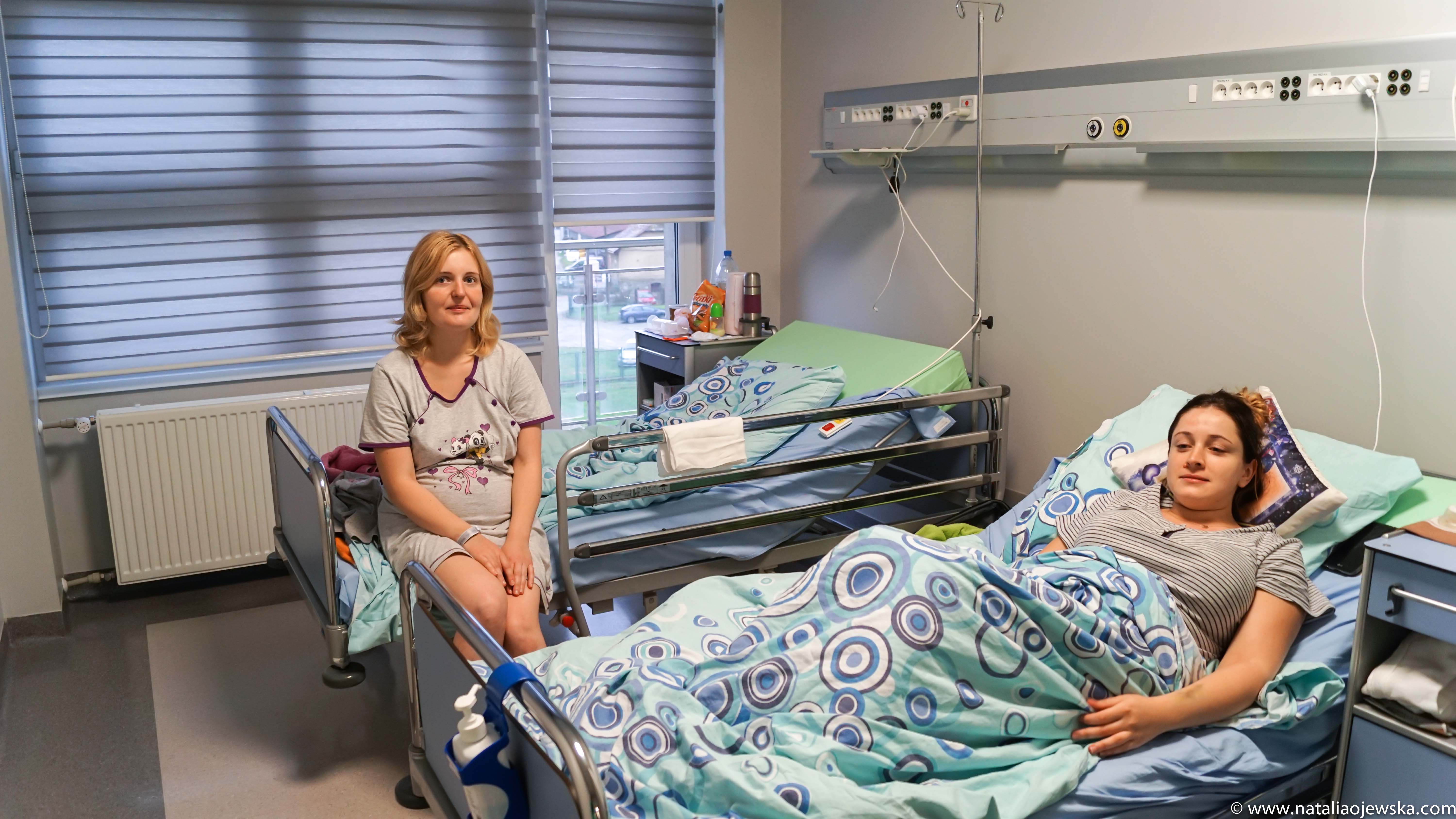 Paulina Slifierz (left) and Maja Suder (right) recover after childbirth at the Independent Public Health Care Center in Myślenice, Poland.