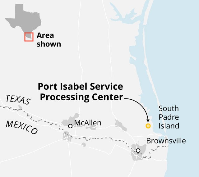 ICE said its Port Isabel Service Processing Center will be the hub for 