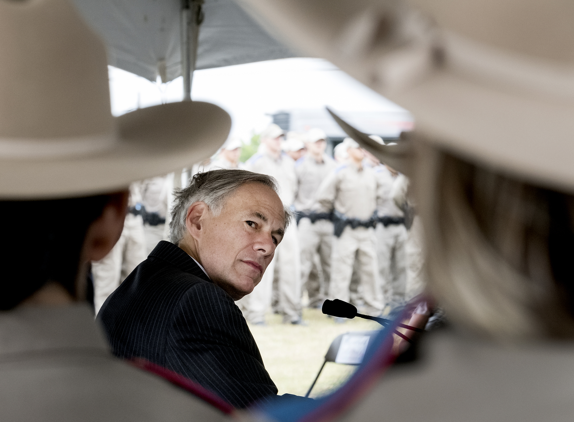 Texas Governor Greg Abbott speaks at the Texas Department of Public Safety Memorial Service on May 16, 2017 in Austin.