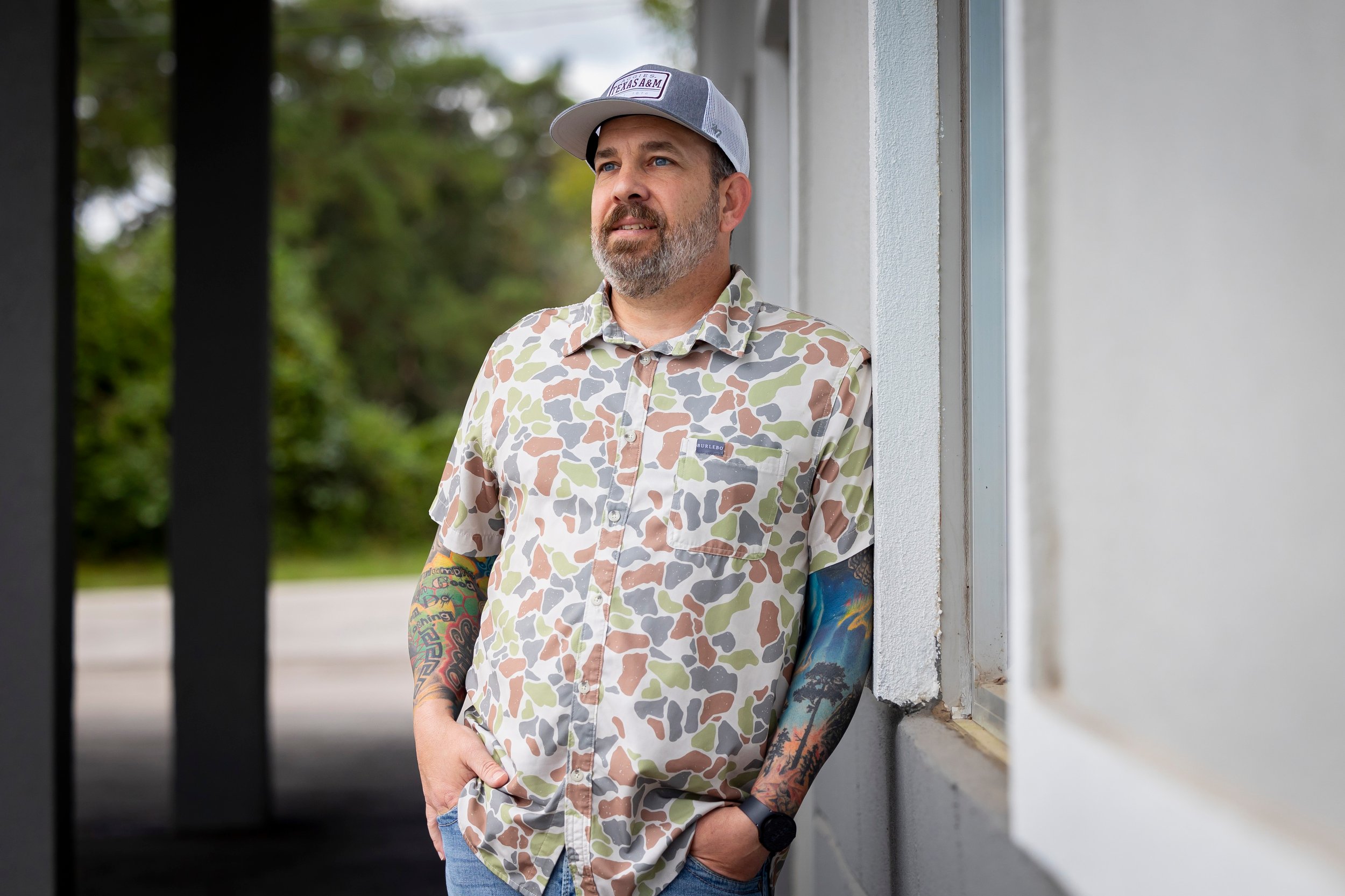 John Fleming at Custom Luxury Pools, his pool designing/building company that shares a location with his family-owned pool supply company on Thursday, Aug. 30, 2024, in Splendora, Texas.