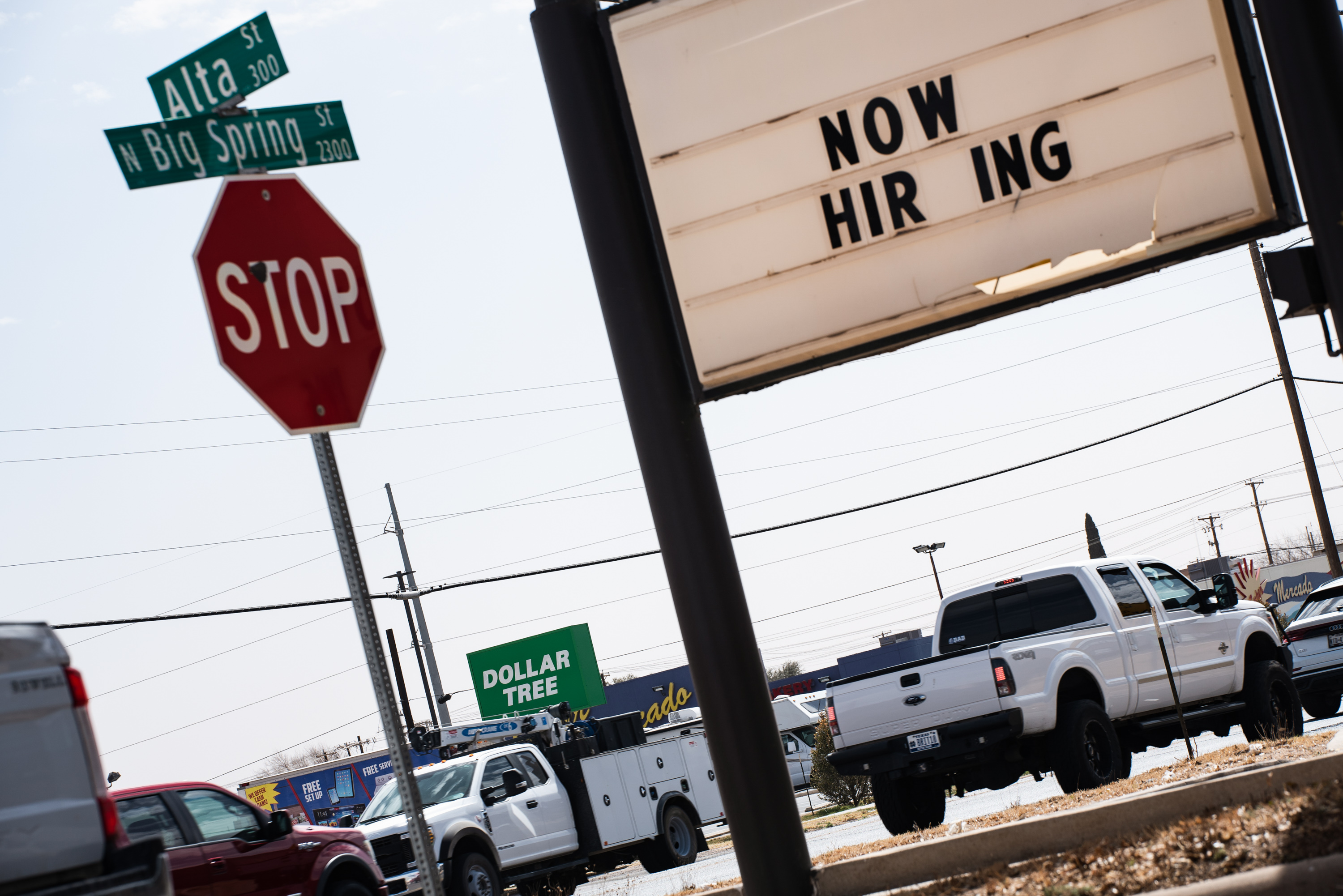 Motorists drive down Big Spring Street on March 14, 2022 in Midland.
