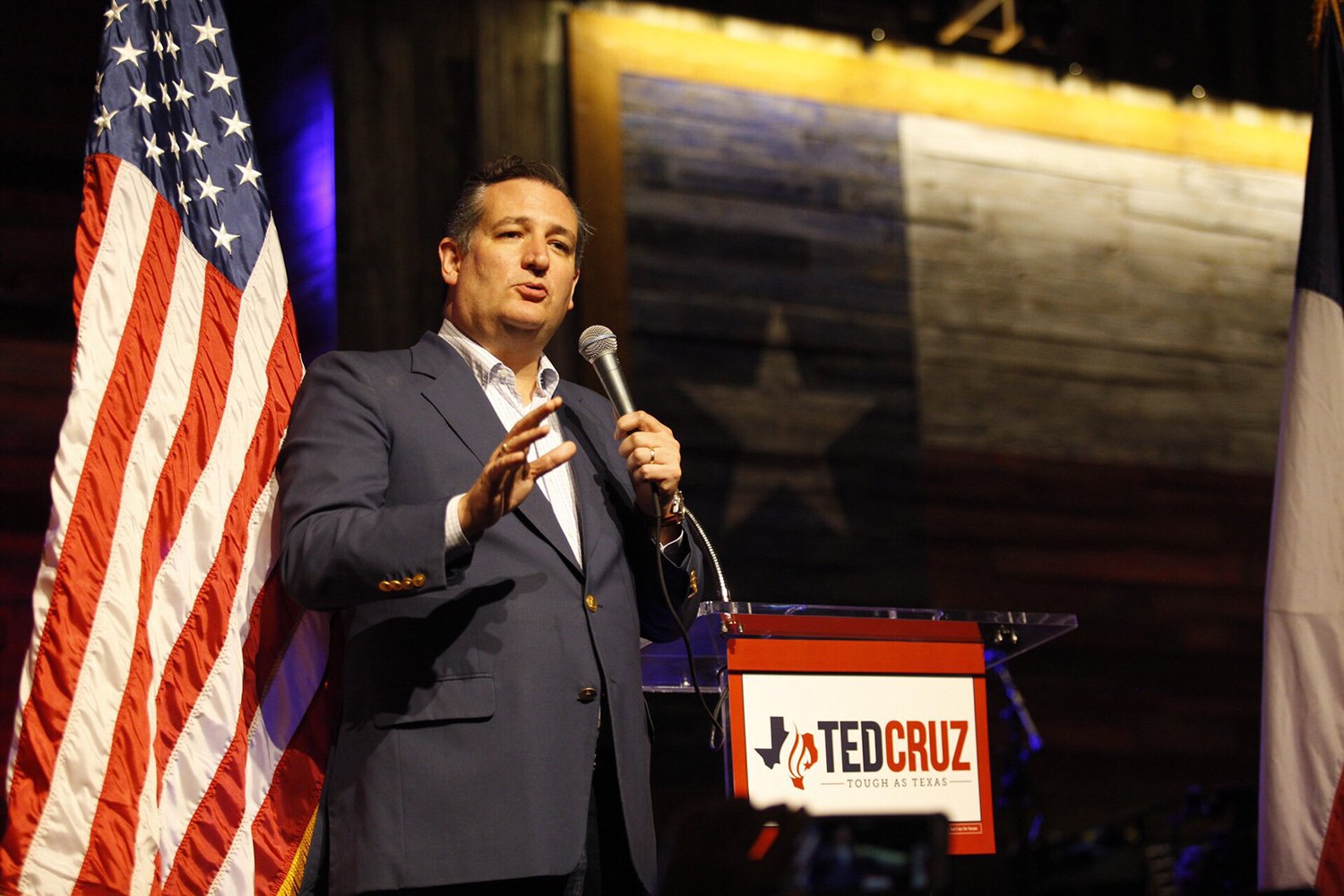 U.S. Sen. Ted Cruz speaks at the kickoff of his 2018 re-election campaign in Stafford on April 2, 2018.