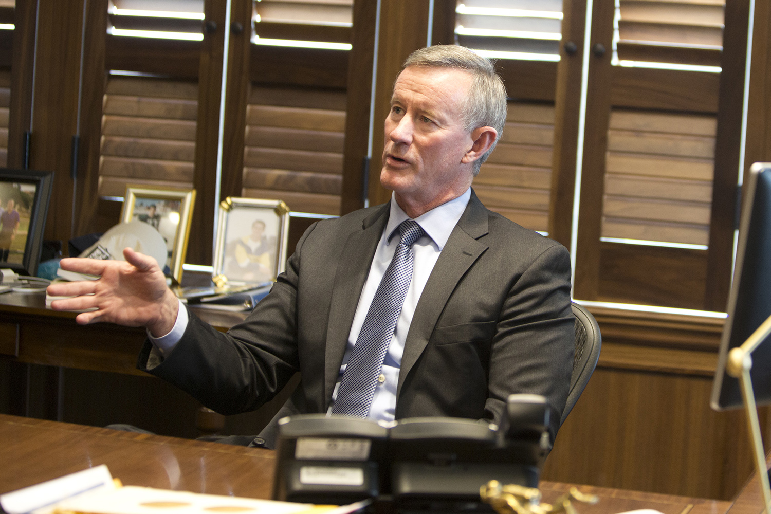 Outgoing University of Texas System Chancellor William McRaven at his office in downtown Austin on May 22, 2018.