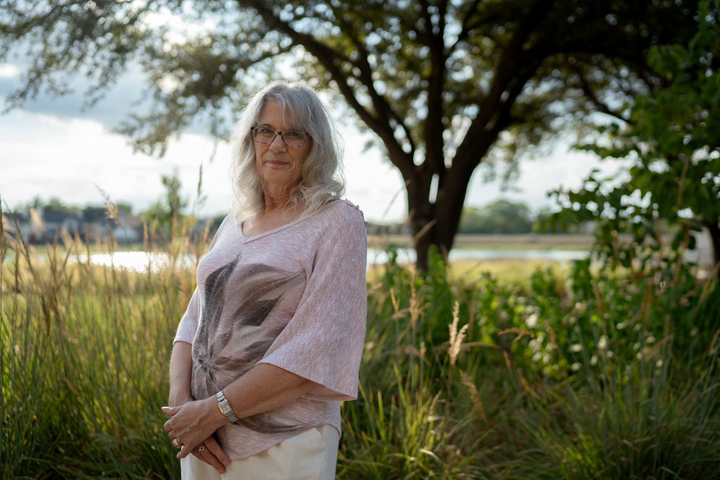 Diane Wright poses for a portrait at Rheudasil Park in Flowermound, Texas on Aug. 30, 2024. 