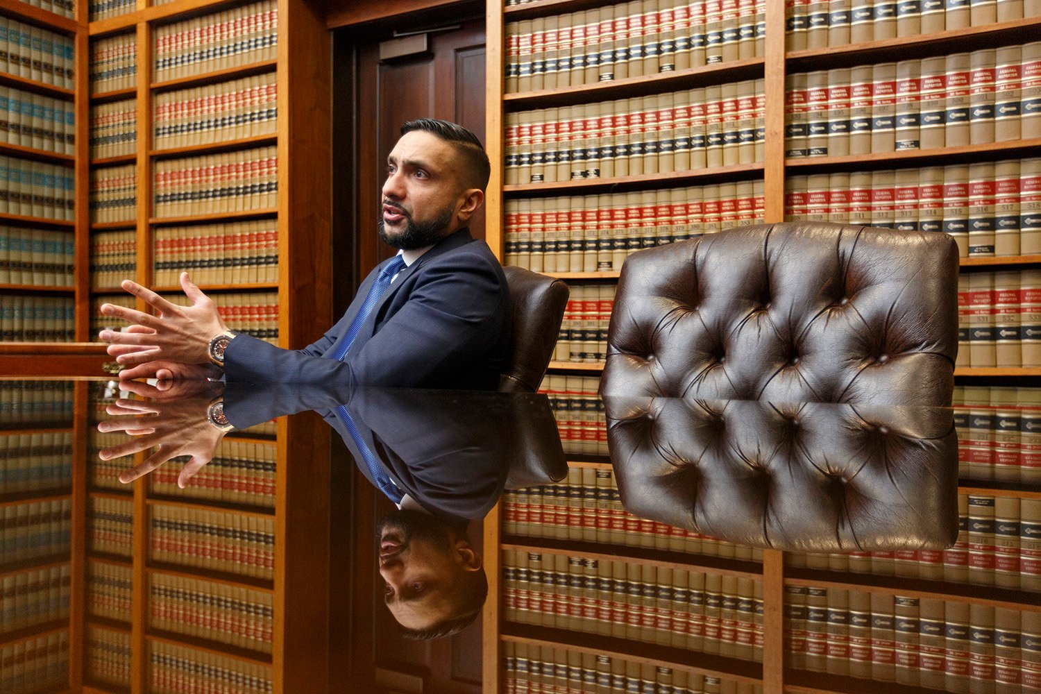 Lawyer Mo Aziz at his Houston office on March 20, 2018.