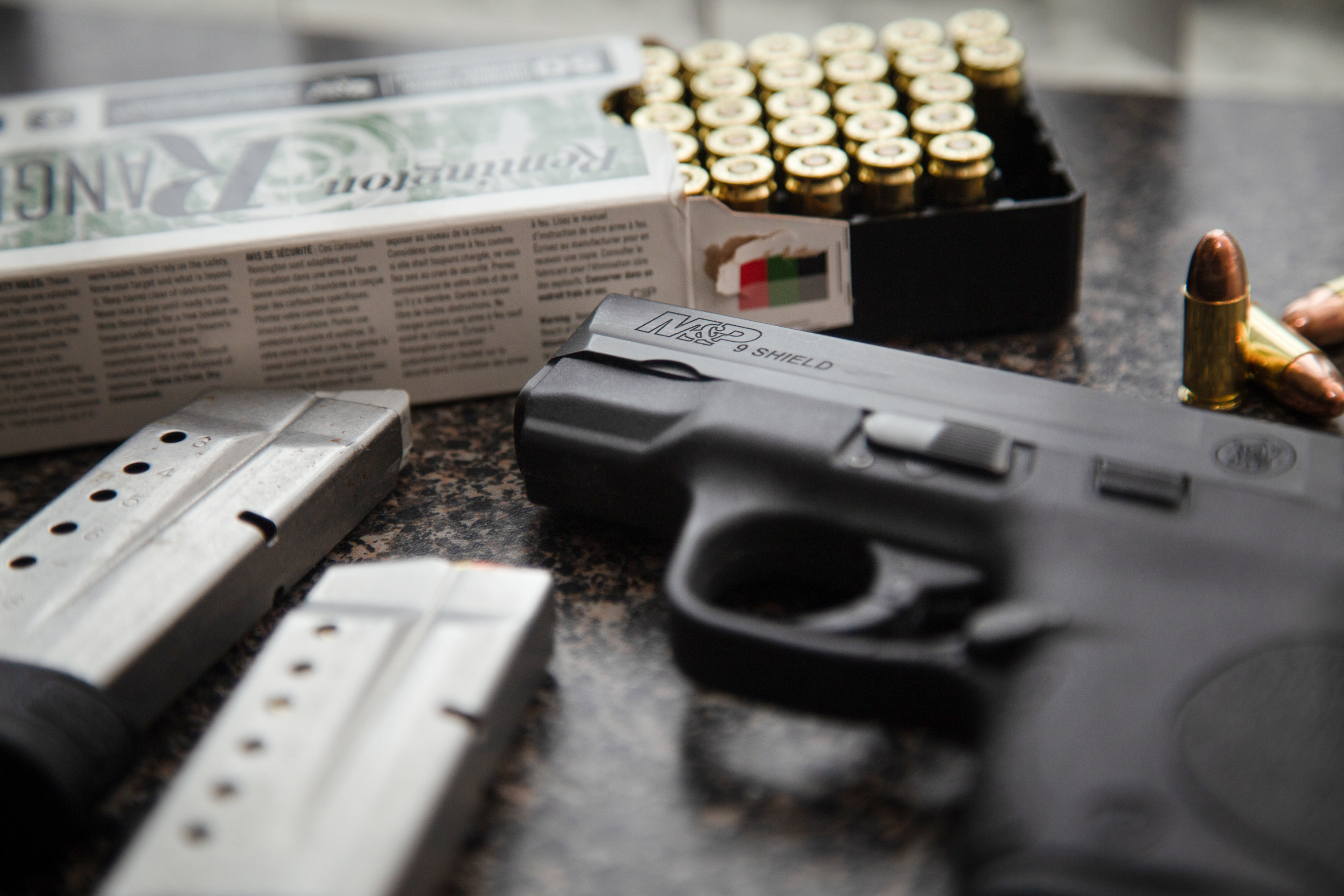 A M&P Shield handgun, small enough to be ideal for conceal carry, in Austin on April 23, 2021.