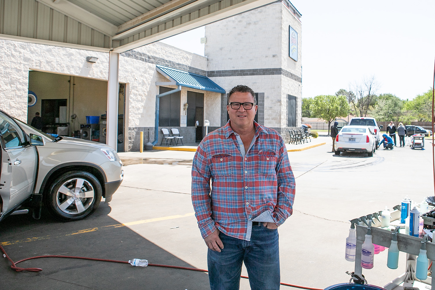 Larry Ayers at one of the carwashes he owns in Wichita Falls.