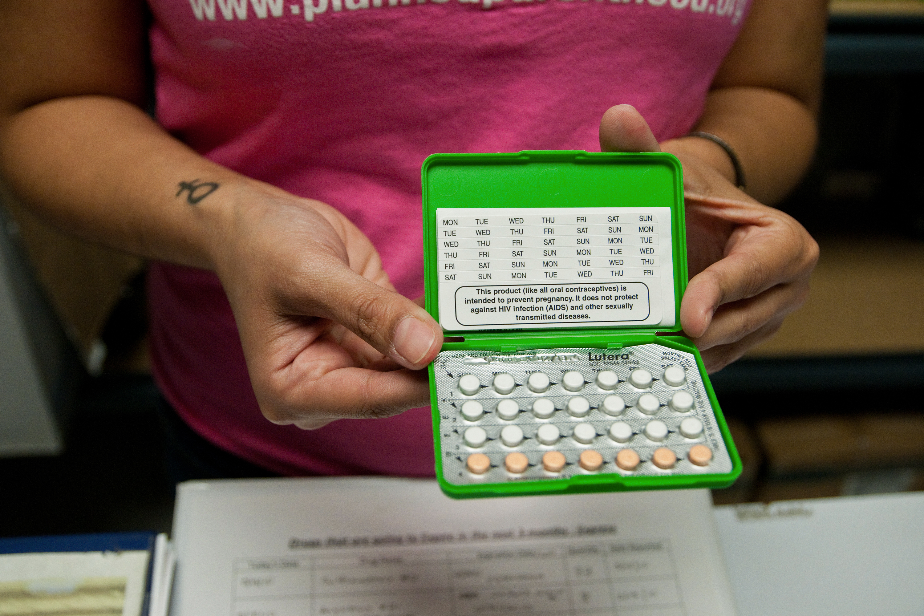 Various birth control pills available at a Planned Parenthood in Austin.