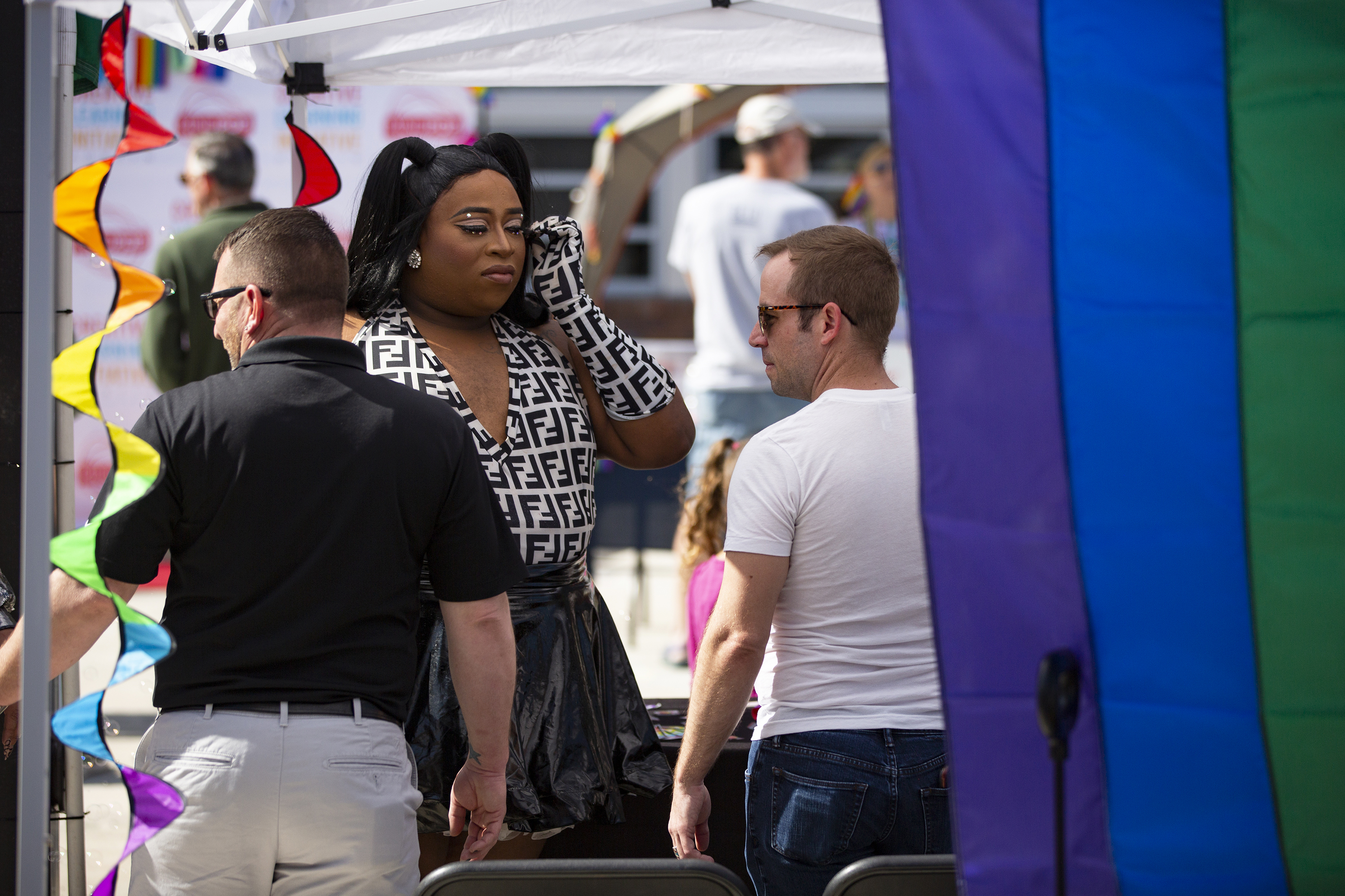 Freya Dior Heys performs to ___ at the AISD "Pride Out!" Party in the Park event at Eastside Early College High School in Au…