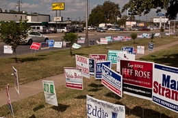 Voting signs in Austin during the 2010 election cycle.