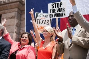 Sen. Leticia Van de Putte, Sen. Wendy Davis, and Sen. Royce West took part in the Stand with Texas Women Rally at the Capitol on July 1, 2013.