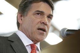 Gov. Rick Perry in San Antonio on July 8, 2013, announcing that he will not seek re-election.