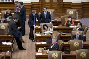 Texas House members conduct business during the extended debate on HB 2 July 9, 2013.