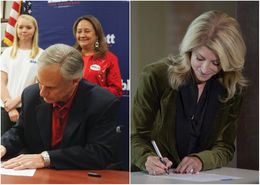 At separate events, Republican Texas Attorney General Greg Abbott and state Sen. Wendy Davis, D-Fort Worth, filed for governor in Austin, Texas on Saturday, Nov. 9, 2013.