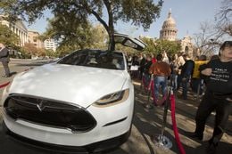 Tesla vehicle on display outside the Texas Capitol on Jan. 15, 2015.