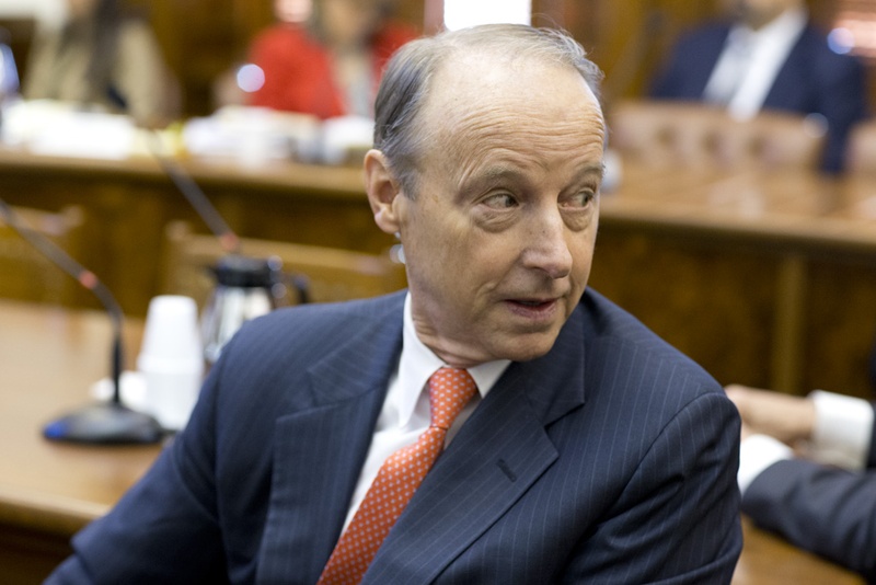 UT Regent nominee David Beck scans the audience at the Senate Nominations Committee hearing Feb. 26, 2015.