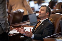 State Rep. David Simpson, R-Longview, on the House floor on May 7, 2015.