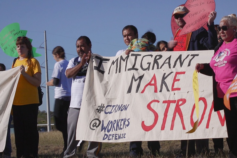 Immigrants and activists participate in press conference and rally on Nov. 19, 2015, before a 37-mile march to show support for immigration reform. The marchers planned to walk for three days, from the federal immigration detention facility in Taylor to the Texas Governor's Mansion in downtown Austin.