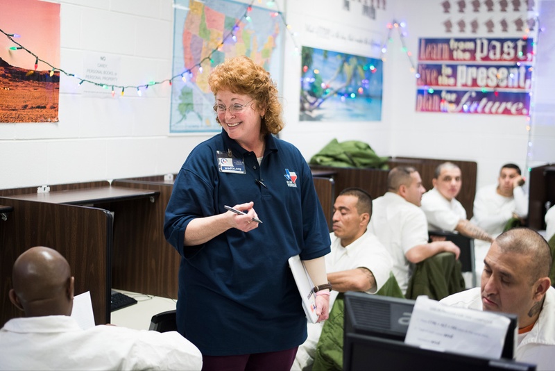 Windham School District teacher Jody Addy teaches a class at the Robertson Unit in Abilene, Texas on Dec. 4, 2015. Addy has taught correctional education for 20 years and recently received the 2015 Lane Murray Excellence in Teaching award.