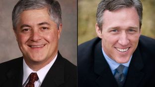 State Rep. John Frullo (left) of Lubbock faces former State Rep. Jim Landtroop (right) in the Republican primary.