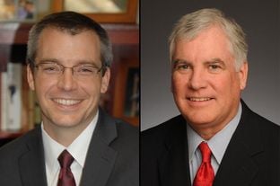 Rick Green (left) is challenging state Supreme Court Justice Paul Green in a Republican matchup for Texas Supreme Court Justice Place 5.