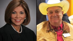 Texas Supreme Court Justice Eva Guzman (left) is being challenged by Joe Pool Jr. in a Republican matchup for Place 9.