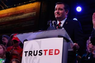 U.S. Sen. Ted Cruz on stage at the Redneck Country Club in Stafford, Texas on the evening of the Texas primary on Mar. 1, 2016.
