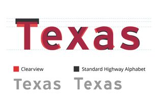 An overlay of the Clearview font that Texas began using about a decade ago on highway signs and the traditional Standard Highway Alphabet font.