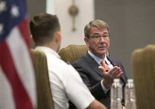 U.S Secretary of Defense is Ashton Carter, visits the University of Texas at Austin where he held a discussion with students on March 31, 2016