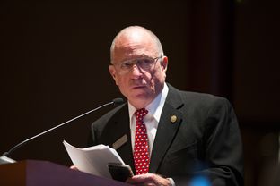 Sen. Bob Hall, R-Rockwall, hosts the Texas Grid Security Summit 2016 at the Texas Capitol in Austin on April 27, 2016. The session deals with how to make the power grid safer from electromagnetic radiation attacks nationwide.