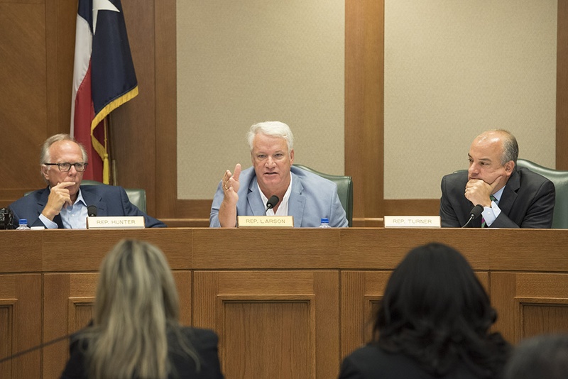 State Reps Todd Hunter, Lyle Larson and Chris Turner listen as representatives of the State Auditor's Office testify before the House Committee on General Investigating and Ethics July 12, 2016. The committee is investigating the use by state agencies of emergency leave and settlement payments to departing employees.
