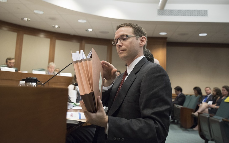 State Education Commissioner Mike Morath testifies Tuesday Aug 16, 2016 before the Senate Education Committee at the Texas Capitol.