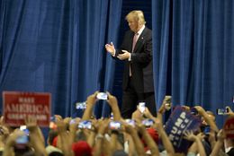 Republican Presidential nominee, Donald Trump enters a rally in Austin, Texas on August 23, 2016