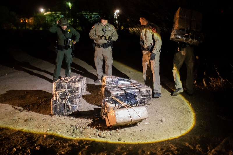 Bundles of marijuana seized by Border Patrol and DPS agents near Roma, TX, on Mar. 8, 2016.