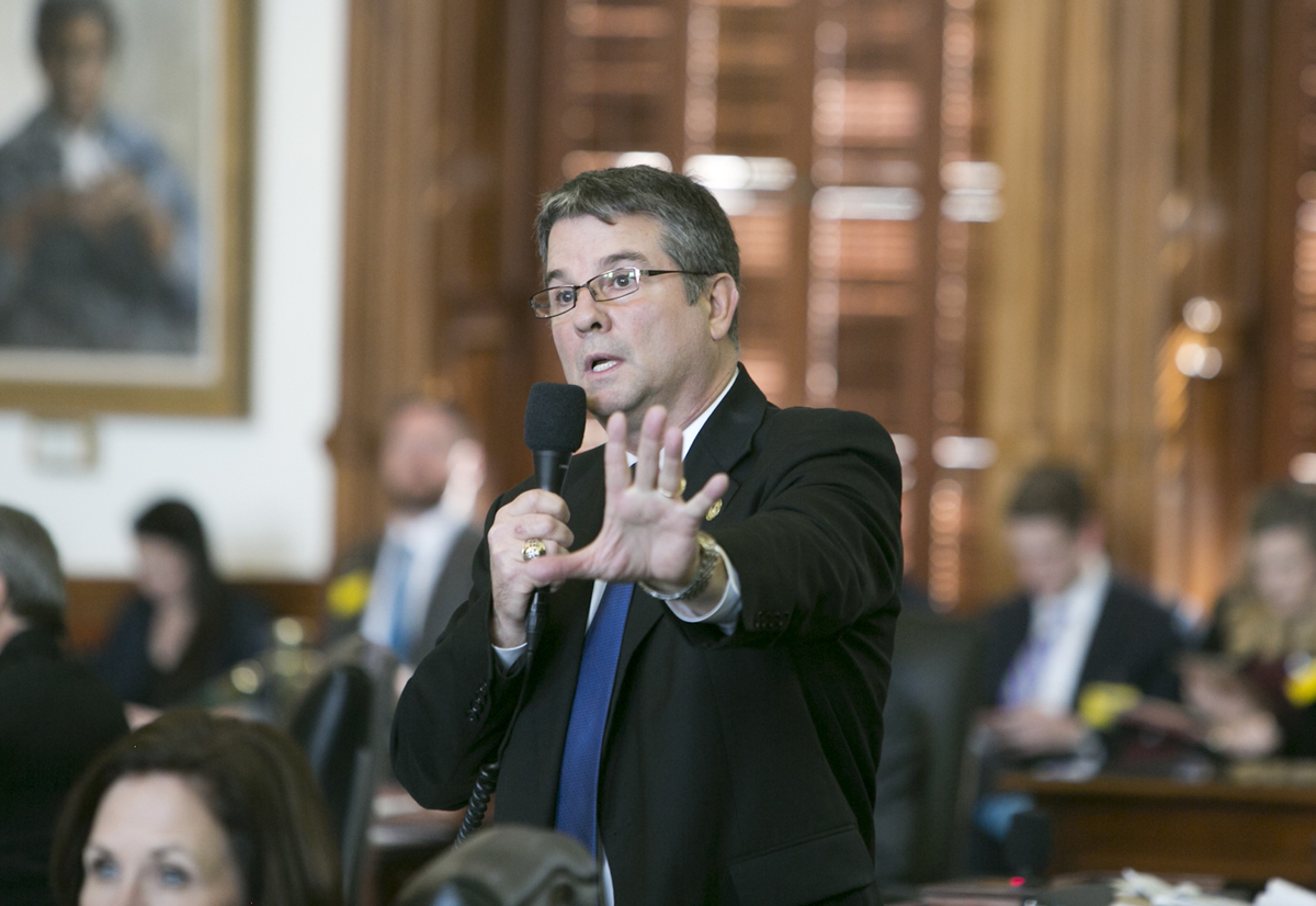 State Sen. Charles Perry, R-Lubbock, answers questions regarding Senate Bill 4, better known as the anti-