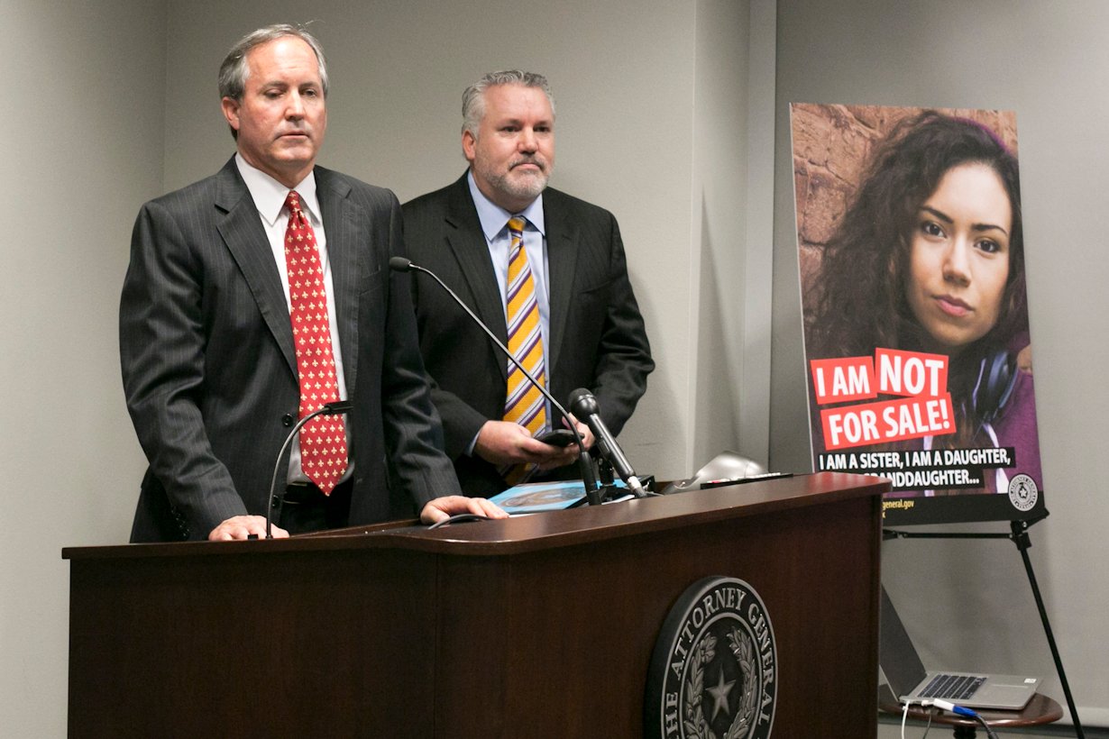 Texas Attorney General Ken Paxton called sex trafficking "one of the most heinous crimes facing our society" at a recent press conference. Estimates suggest there are 79,000 child victims of sex trafficking in Texas.