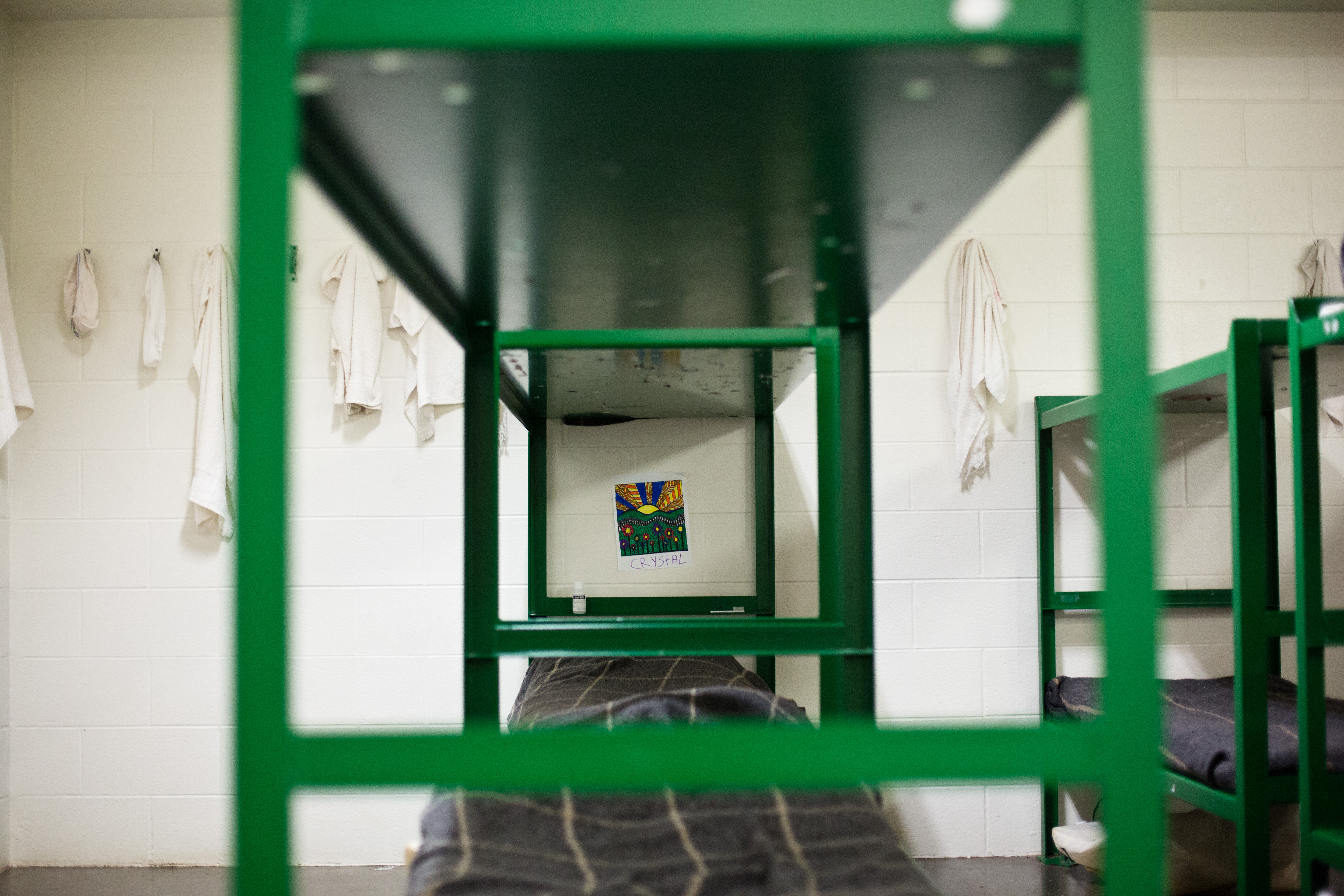 Female inmates at the Harris County Jail who are part of a program for women involved in prostitution are all placed in the same room.