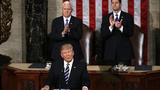 President Donald Trump addresses a joint session of Congress in Washington, D.C. on Feb. 28, 2017.