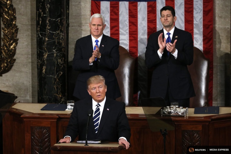 President Donald Trump addresses a joint session of Congress in Washington, D.C. on Feb. 28, 2017.