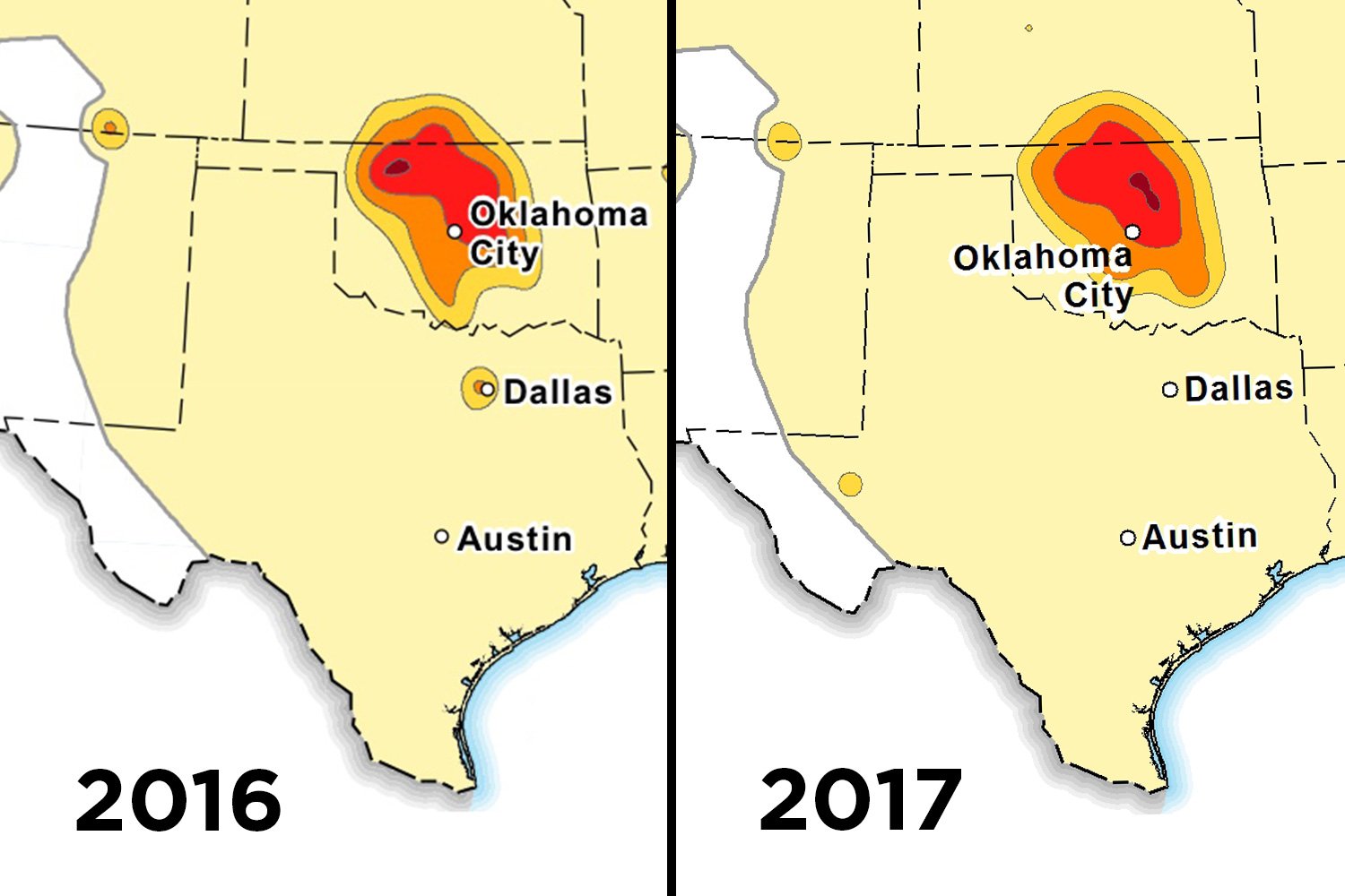 fracking earthquakes map