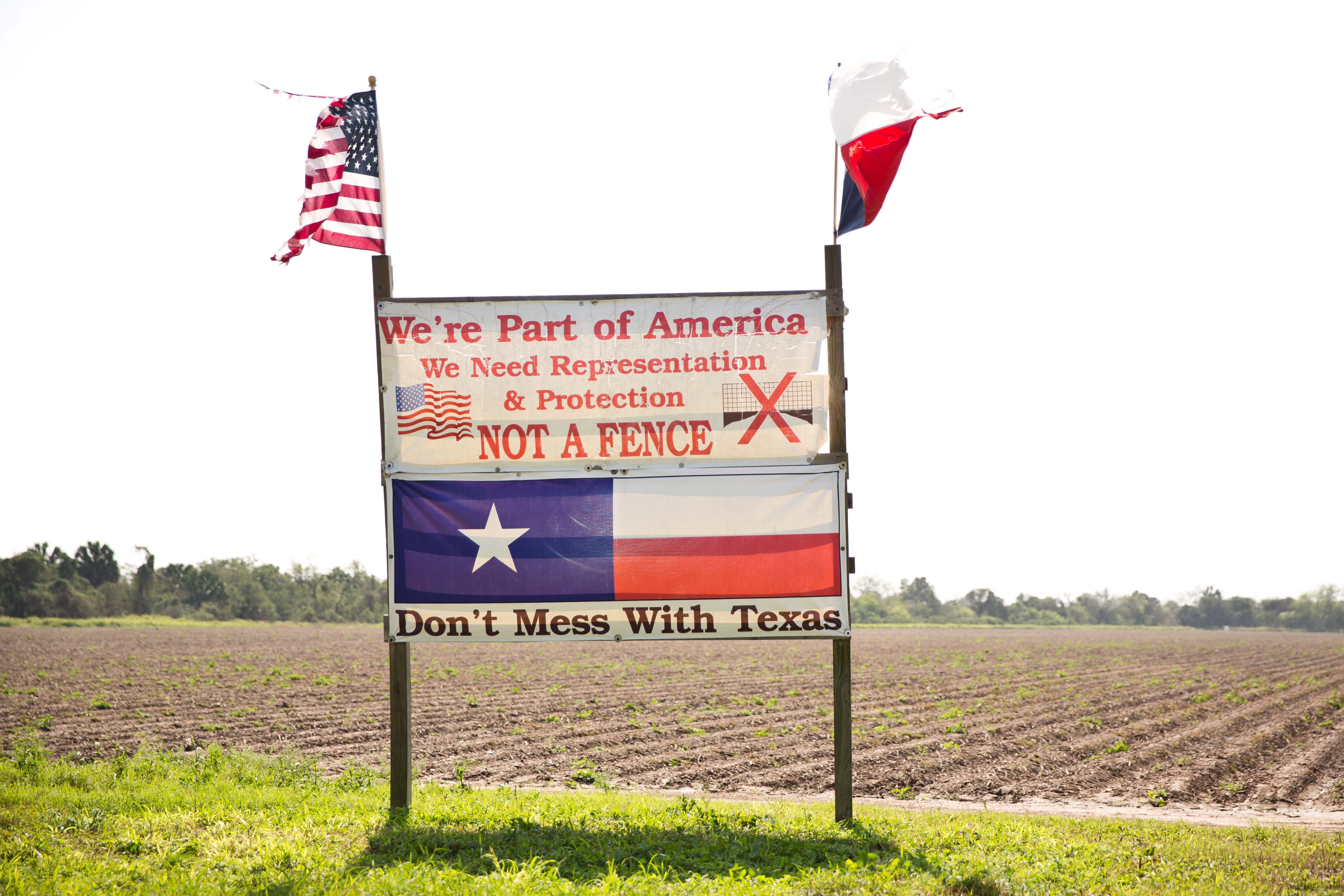 Pamela Taylor put up this sign at the beginning of her driveway, which U.S. Customs and Border Patrol Agents use to access the Rio Grande River.