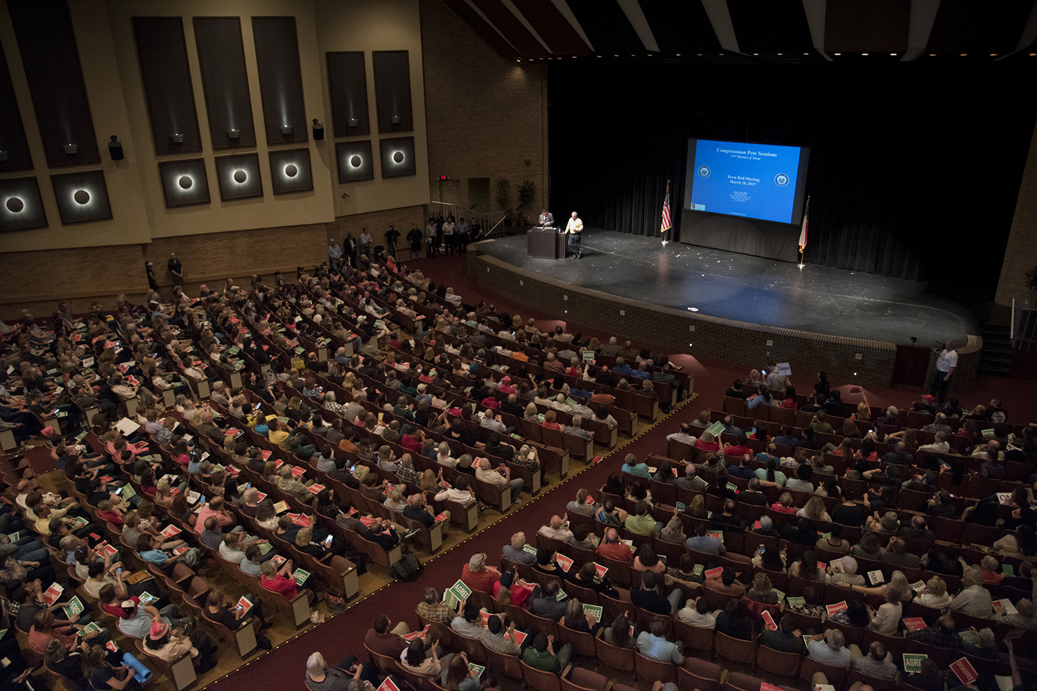 Big turnout for U.S. Rep. Pete Sessions' town hall meeting at Richardson High School.