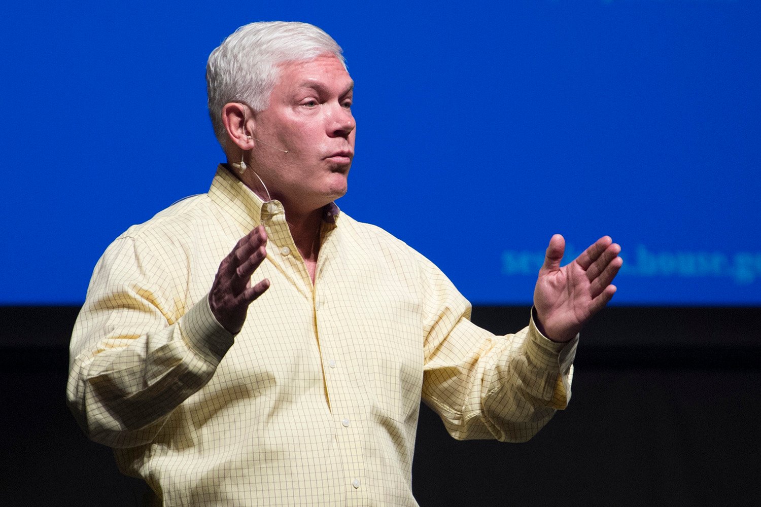 U.S. Rep. Pete Sessions speaking at the town hall meeting in Richardson.