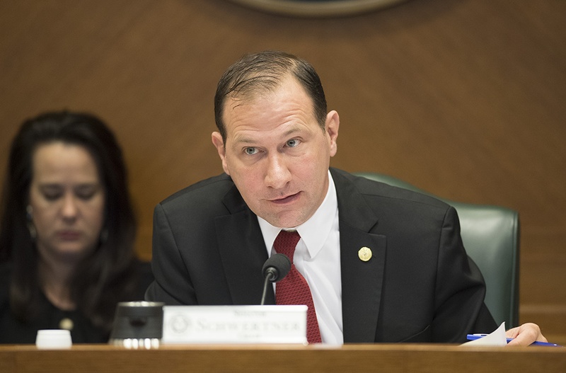 State Sen. Charles Schwertner, R-Georgetown, chairs the Senate Health and Human Services Committee on March 27, 2017. The committee is consider several bills related to long-term care facilities including S.B. 1130 by Sen. Juan "Chuy" Hinojosa and others. 