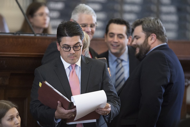 State Rep. Chris Paddie, R-Marshall, looks over his notes shortly before vote on HB 100 on April 19, 2017. The bill passed second reading on a 110-37 vote and will impose regulations on transportation network companies statewide if finally passed. 