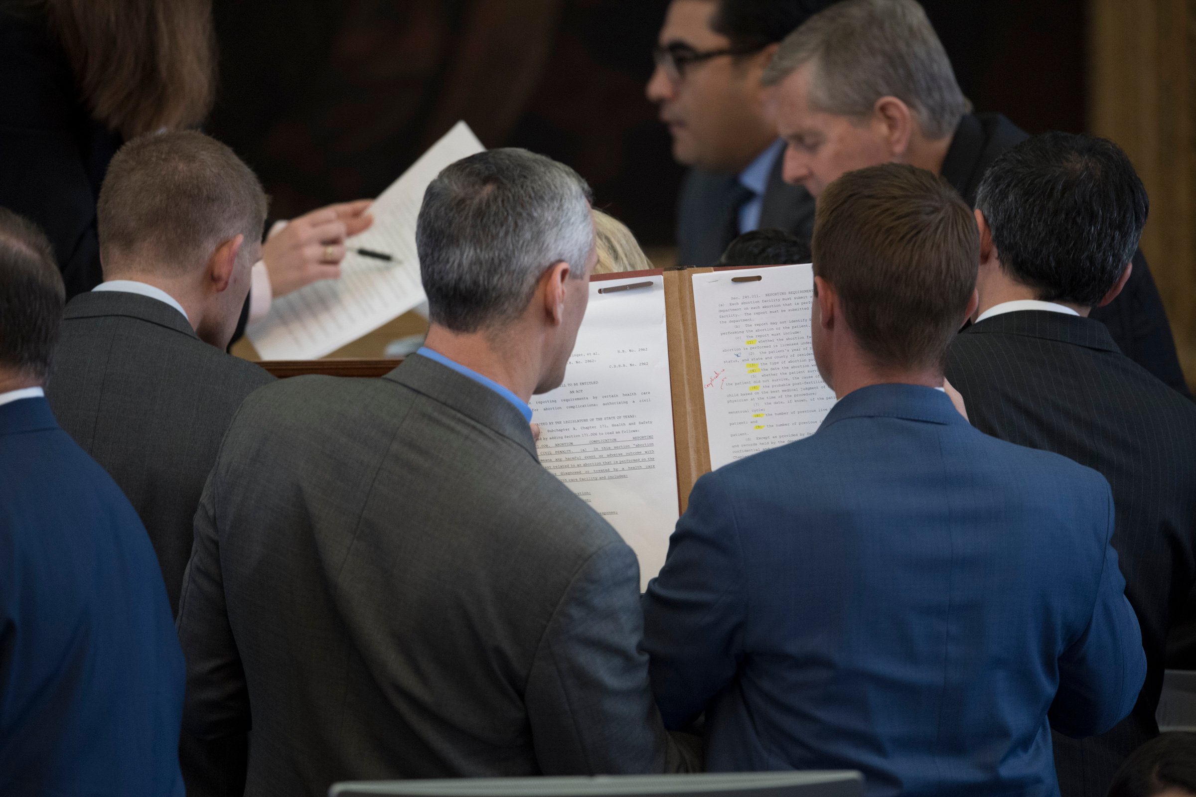 2:49 p.m.  State Reps. Matt Schaefer and Jeff Leach, both members of the conservative Texas Freedom Caucus looking at House bills as lawmakers settle in for a long day with a midnight deadline to pass bills out of the chamber.