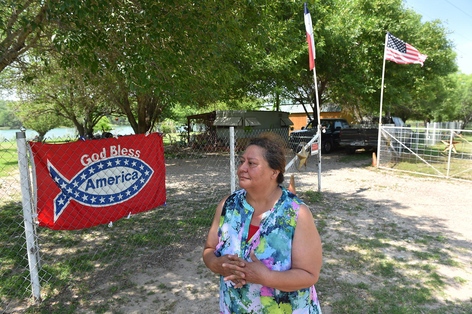 Maria Villarreal at her riverfront property in Val Verde County. Like some of her neighbors, Villarreal fears what President Trump's planned border wall means for her property.