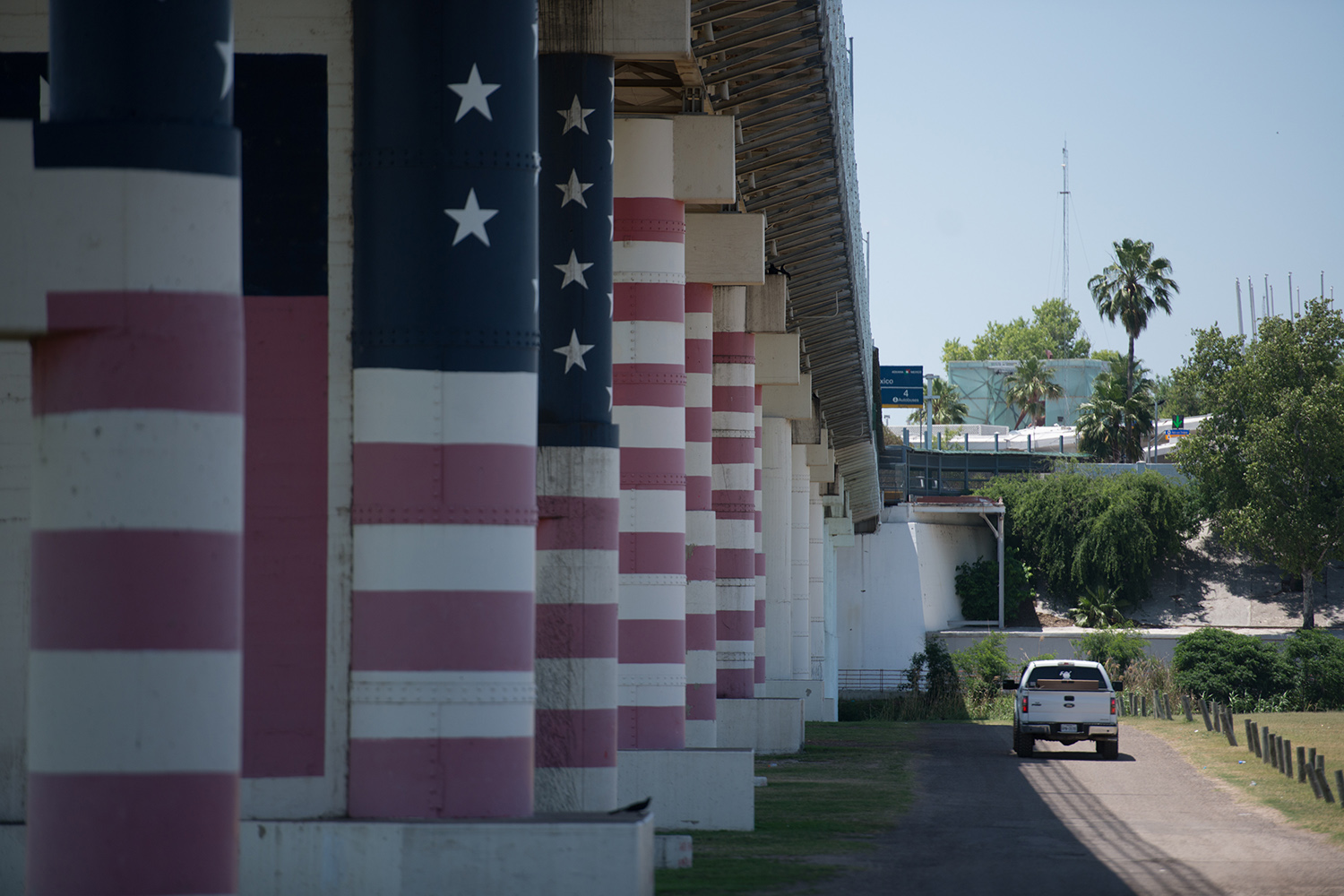 Fishermen make their way toward the Rio Grande in Eagle Pass, Texas. 