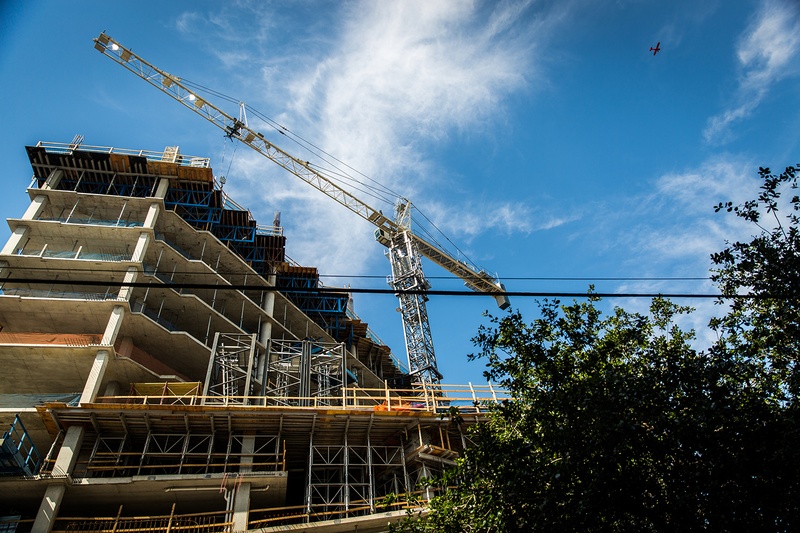 A construction site in Austin's Warehouse District on May 2, 2017.