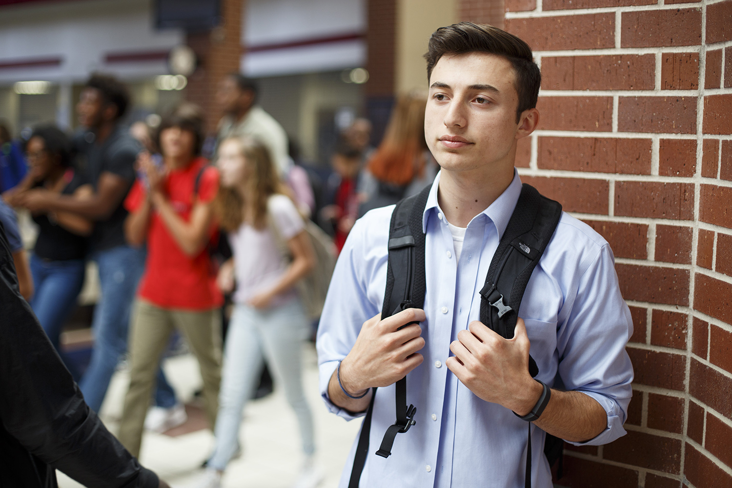 Mike Floyd, newly elected to the Pearland ISD school board, in his high school hallway on May 16, 2017.